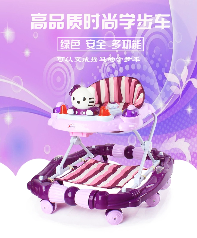 Baby Walker Chống rollover Xe đẩy 6 / 7-18 tháng Dây đai an toàn Âm nhạc Chống lật Baby Girl Baby Girl